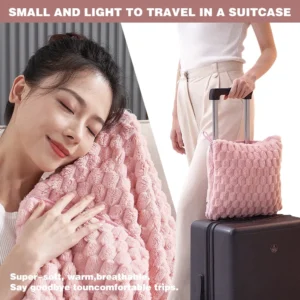 Airplane Blanket with Soft Bag Pillowcase