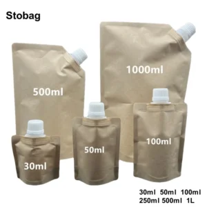 StoBag 100/50pcs Kraft Paper Drink Liquid Packaging